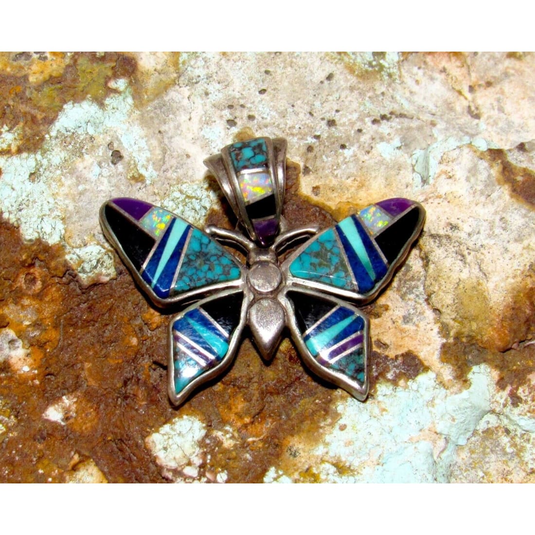 Navajo Inlay Butterfly Pendant TSF Touch of Santa Fe Earl
