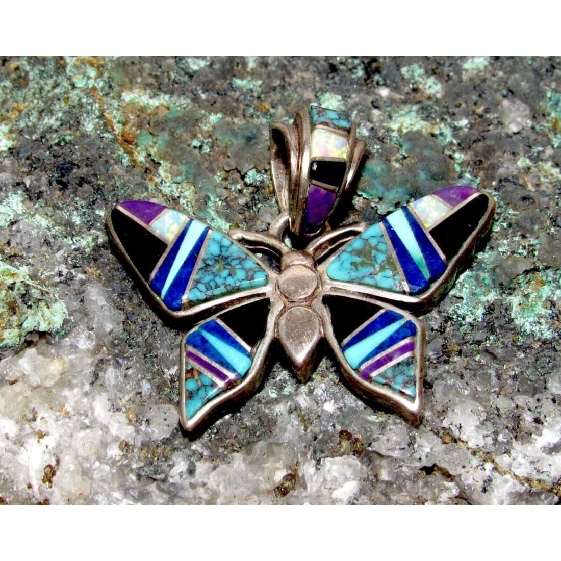 Navajo Inlay Butterfly Pendant TSF Touch of Santa Fe Earl