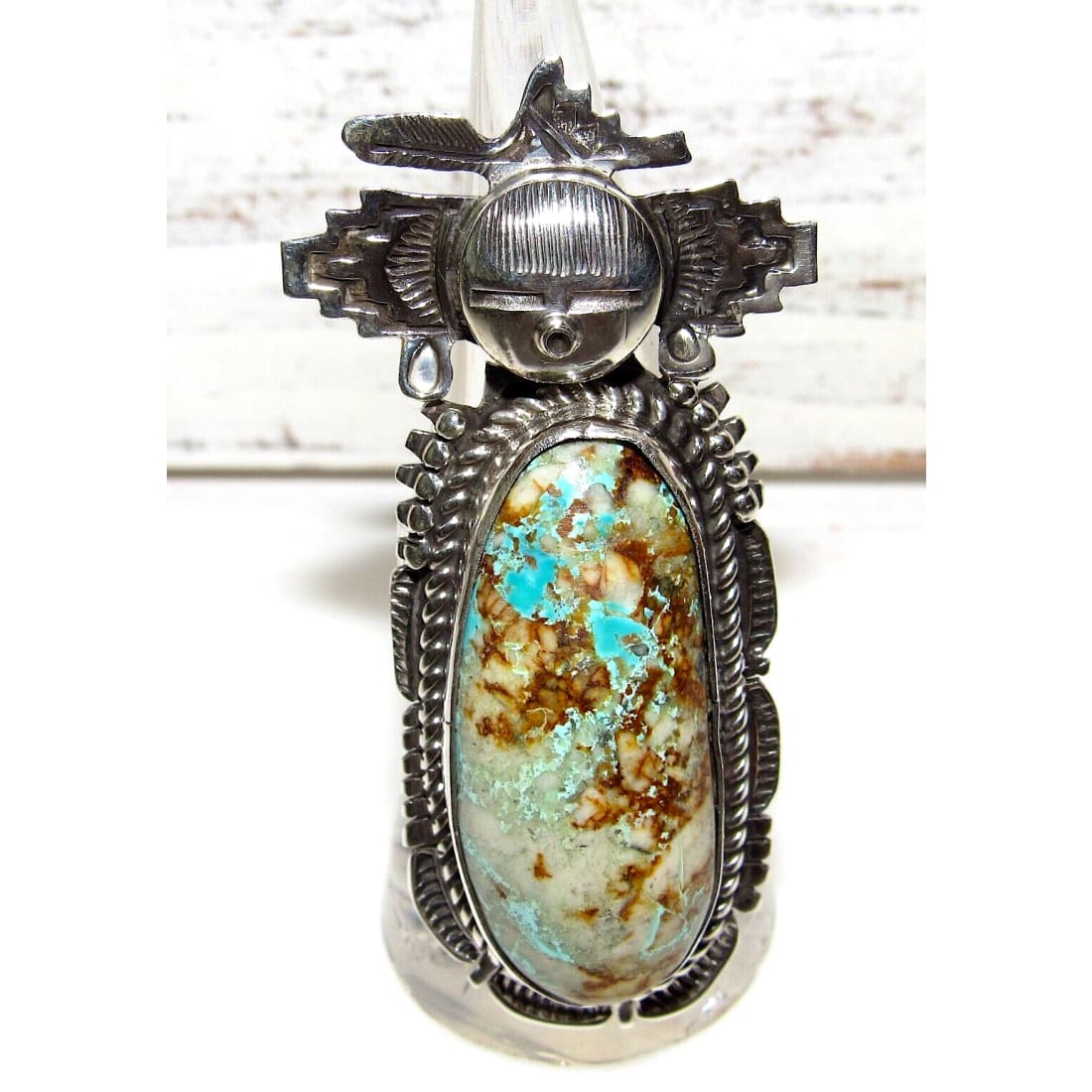 Navajo Kachina Ring Sz 7.5 Boulder Royston Turquoise