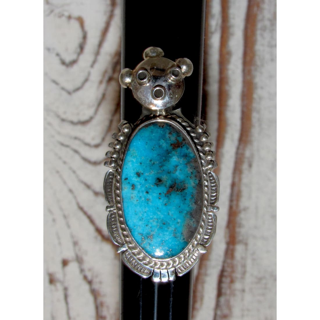 Navajo Kachina Ring Sz 8 Kingman Turquoise Sterling Bennie