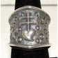 Navajo Kevin Yazzie Pueblo Cross Ring Size 8 Sand Cast Tufa