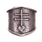 Navajo Kevin Yazzie Pueblo Cross Ring Size 9 Sand Cast Tufa