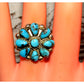 Navajo Kingman Cluster Ring Sz 7.5 Sterling Silver M.