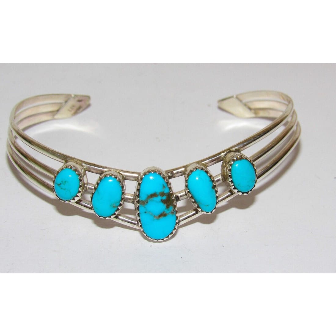 Navajo Kingman Turquoise Bracelet Sterling Silver Cuff