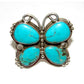 Navajo Kingman Turquoise Butterfly Adjustable Ring Sz 7