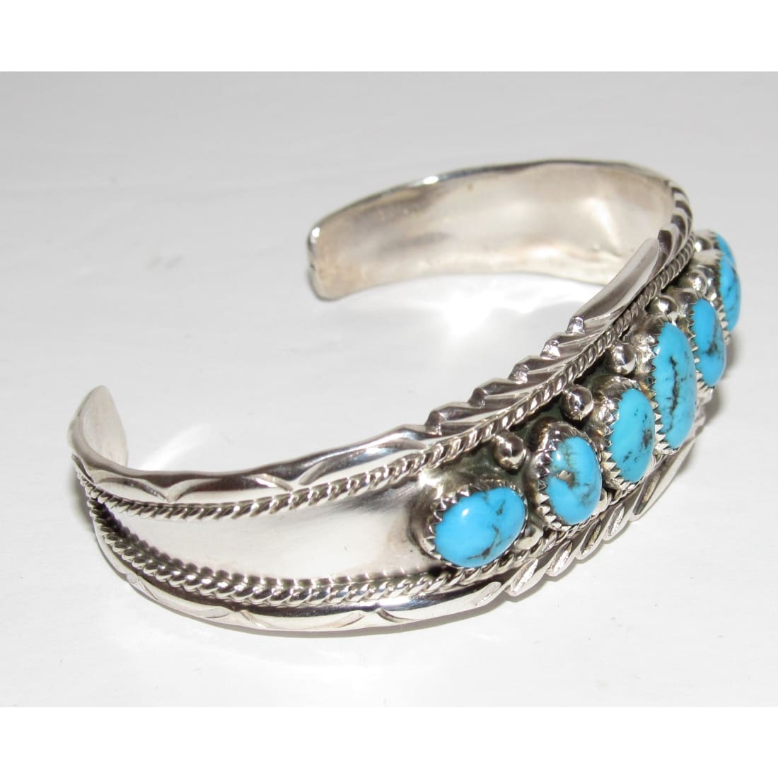 Navajo Kingman Turquoise Cluster Cuff Bracelet A. Chapo