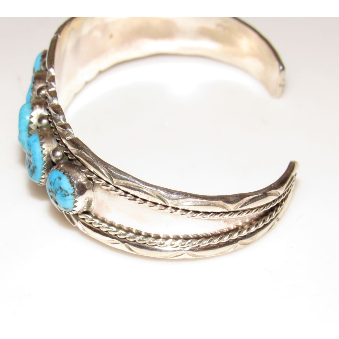 Navajo Kingman Turquoise Cluster Cuff Bracelet A.Chapo