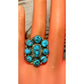 Navajo Kingman Turquoise Cluster Ring Sz 9.5 Sterling Silver