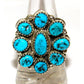 Navajo Kingman Turquoise Cluster Ring Sz 9 Sterling Silver