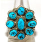 Navajo Kingman Turquoise Cluster Ring Sz 9 Sterling Silver