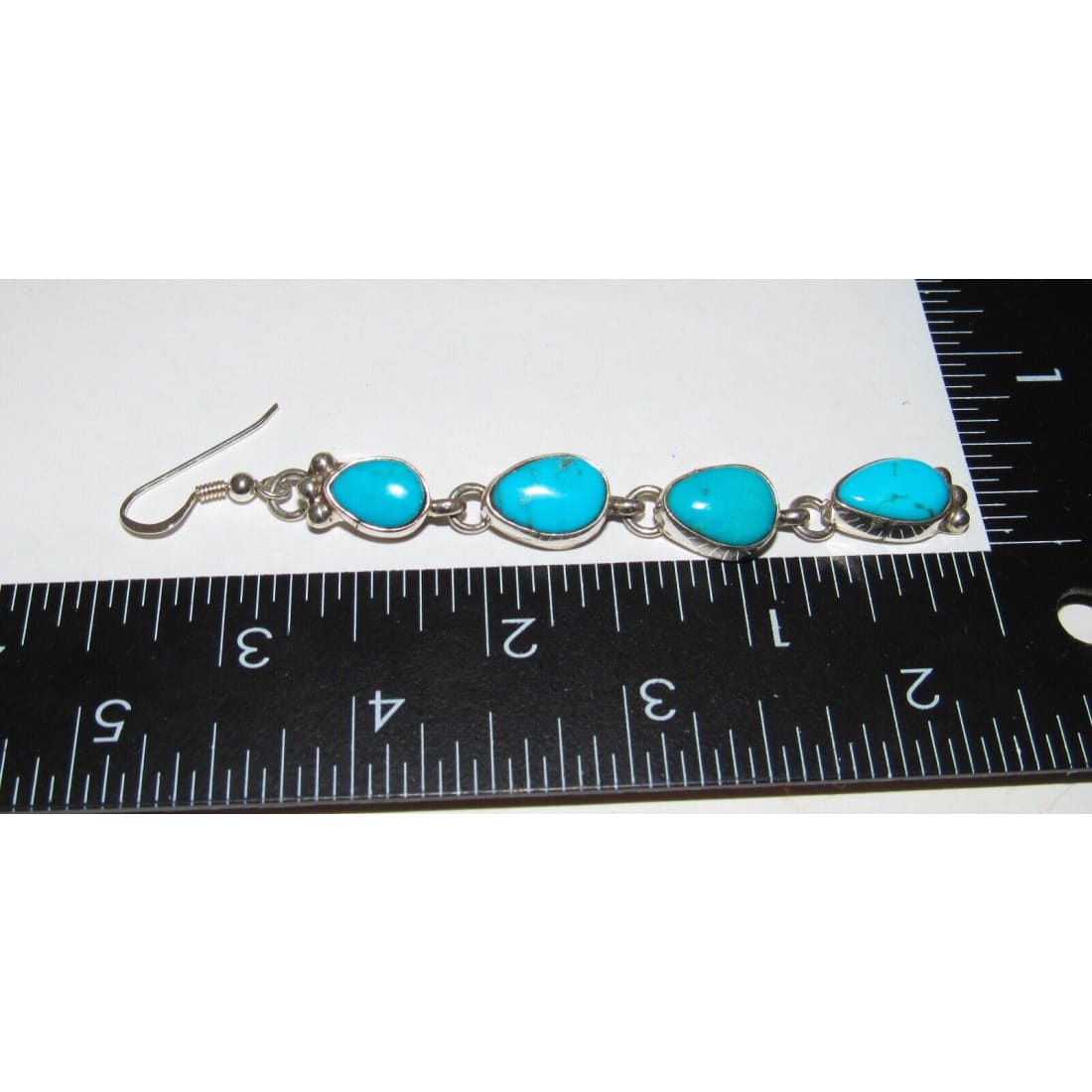 Navajo Kingman Turquoise Dangle Earrings Sterling Silver