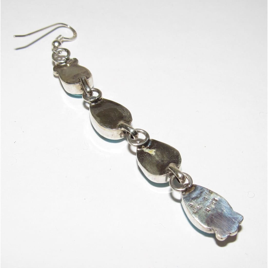 Navajo Kingman Turquoise Dangle Earrings Sterling Silver