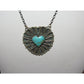 Navajo Kingman Turquoise Heart Bar Necklace Sterling Silver