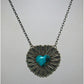 Navajo Kingman Turquoise Heart Bar Necklace Sterling Silver