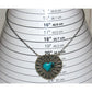 Navajo Kingman Turquoise Heart Bar Necklace Sterling Silver