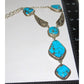 Navajo Kingman Turquoise Lariat Necklace Sterling Silver