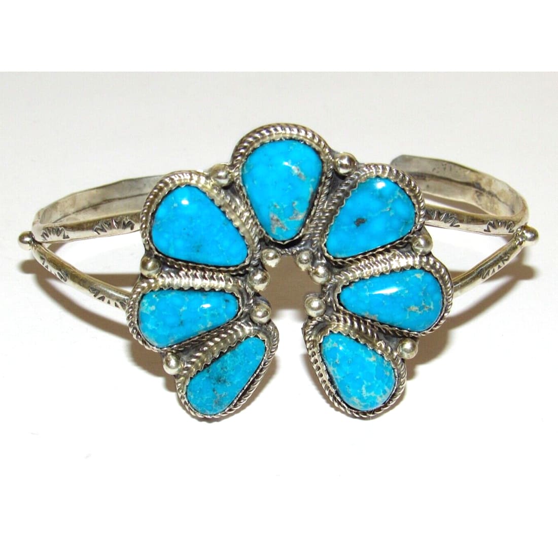 Navajo Kingman Turquoise Naja Cuff Bracelet Statement Native