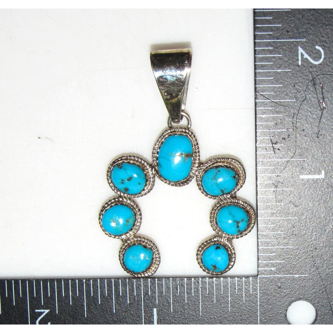 Navajo Kingman Turquoise Naja Pendant Sterling Silver