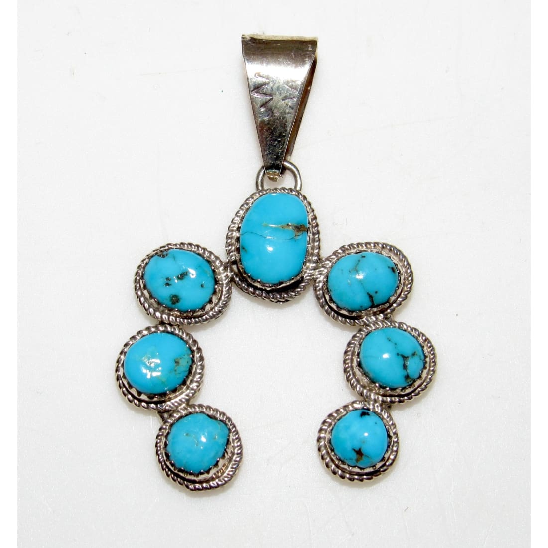 Navajo Kingman Turquoise Naja Pendant Sterling Silver
