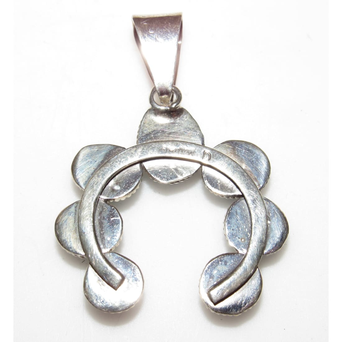Navajo Kingman Turquoise Naja Pendant Sterling Silver
