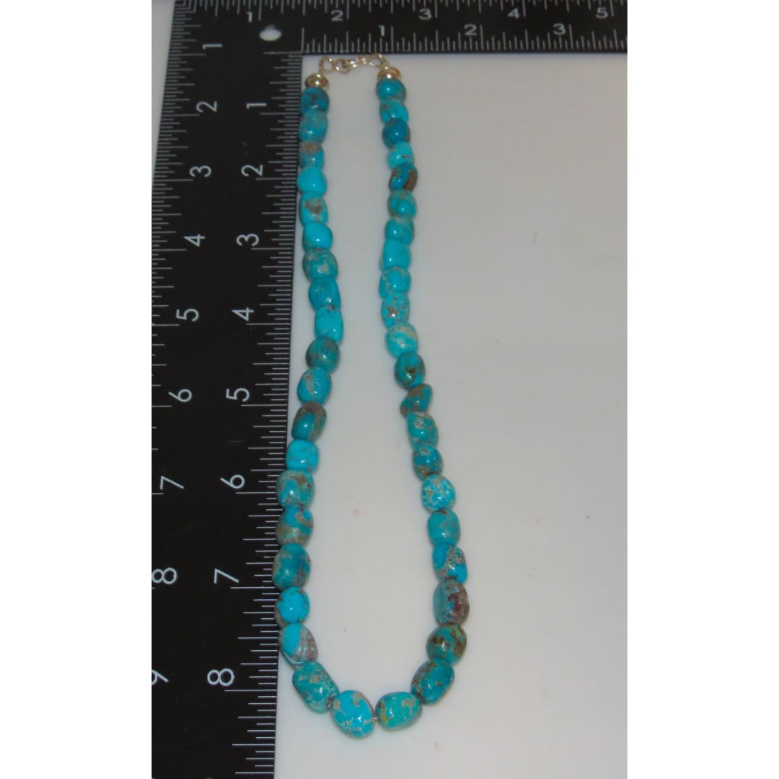 Navajo Kingman Turquoise Nugget Heishi Necklace Sterling