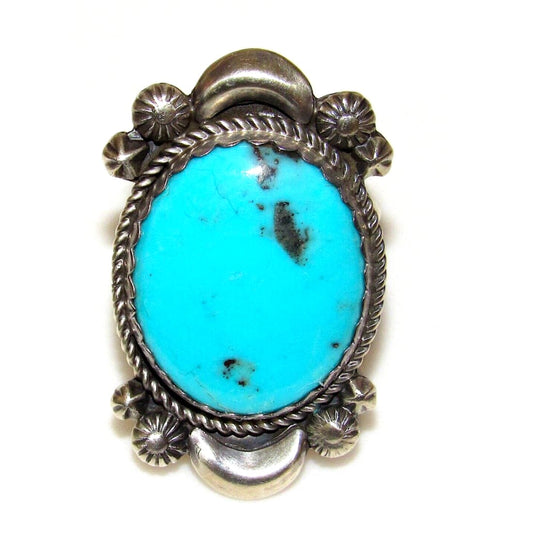 Navajo Kingman Turquoise Ring Size 8 by Lyanne Goodluck