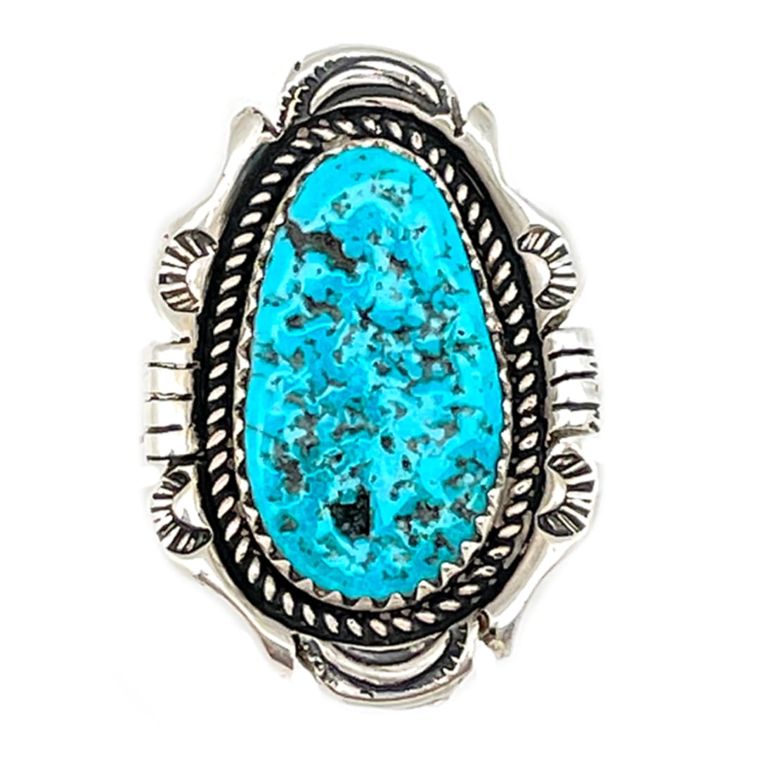 Navajo Kingman Turquoise Ring Sz 8 Sterling Silver Native