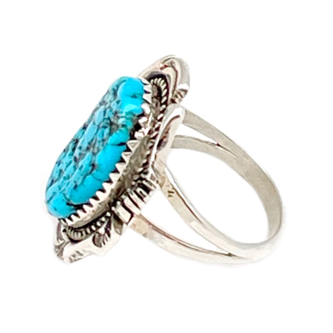 Navajo Kingman Turquoise Ring Sz 8 Sterling Silver Native