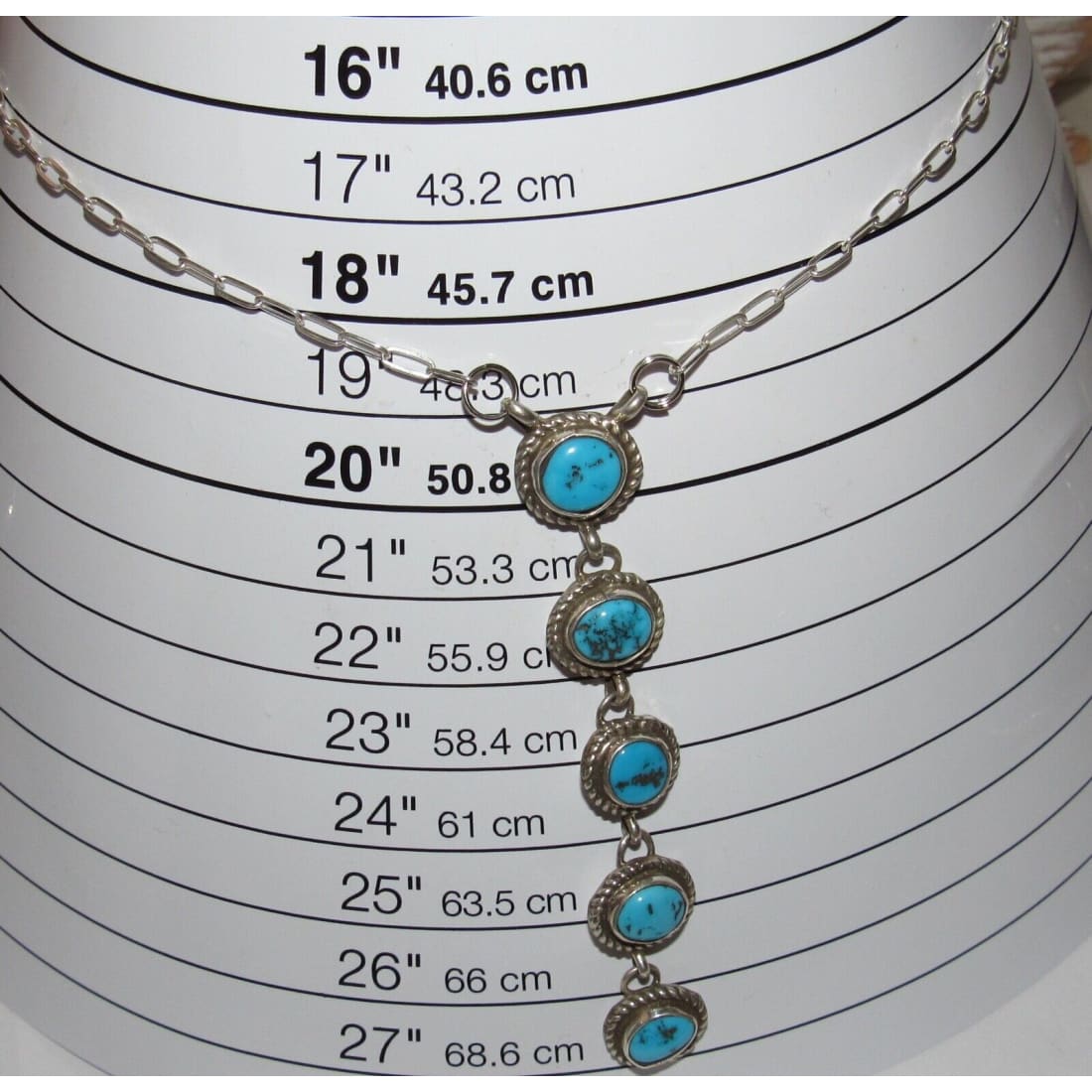Navajo Kingman Turquoise Small Lariat Necklace Sterling