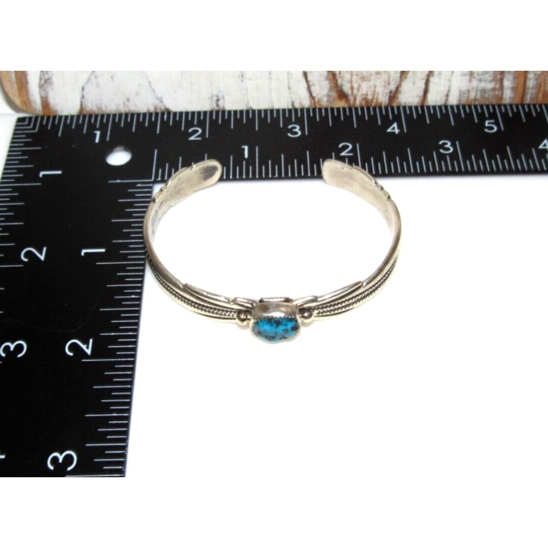 Navajo Kingman Turquoise Stacker Cuff Bracelet Sterling C &