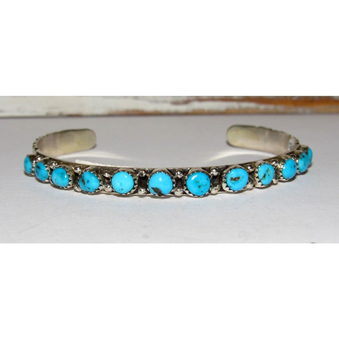 Navajo Kingman Turquoise Stacker Cuff Bracelet Sterling