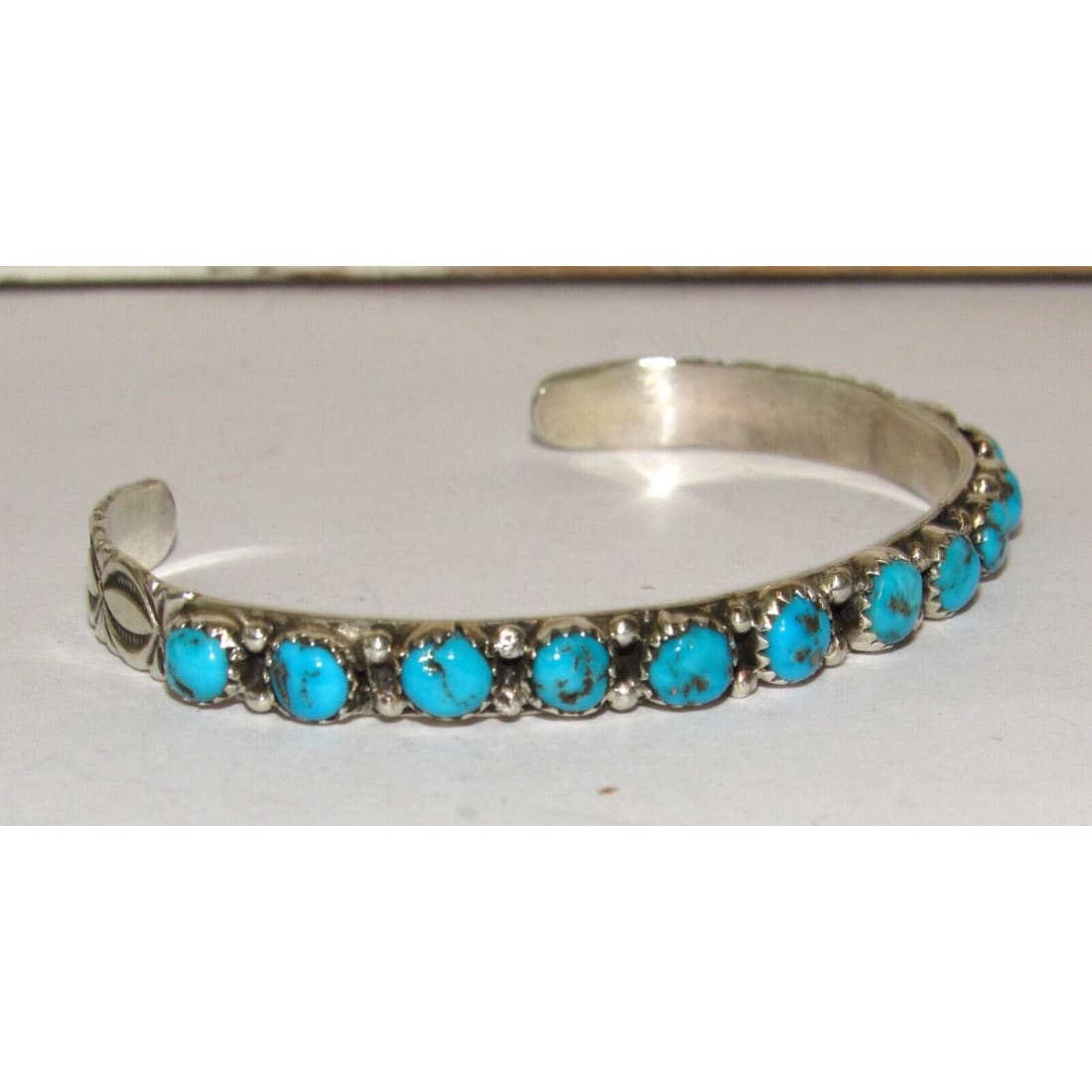 Navajo Kingman Turquoise Stacker Cuff Bracelet Sterling