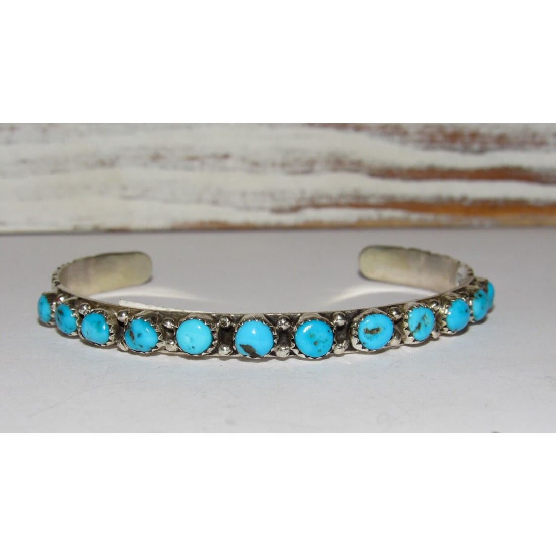 Navajo Kingman Turquoise Stacker Cuff Bracelet Sterling