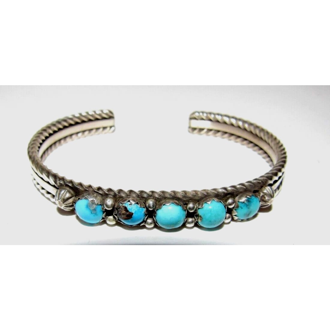 Navajo Kingman Turquoise Stacker Cuff Bracelet Sterling