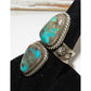Navajo Kingman Turquoise Statement Ring Sz 8 Adjustable