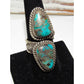 Navajo Kingman Turquoise Statement Ring Sz 8 Adjustable