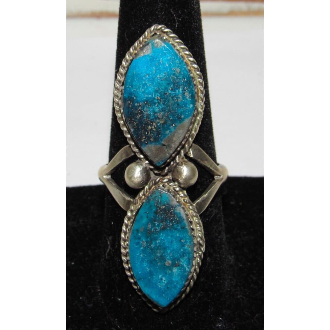 Navajo Kingman Turquoise Statement Ring Sz 9 Sterling Silver