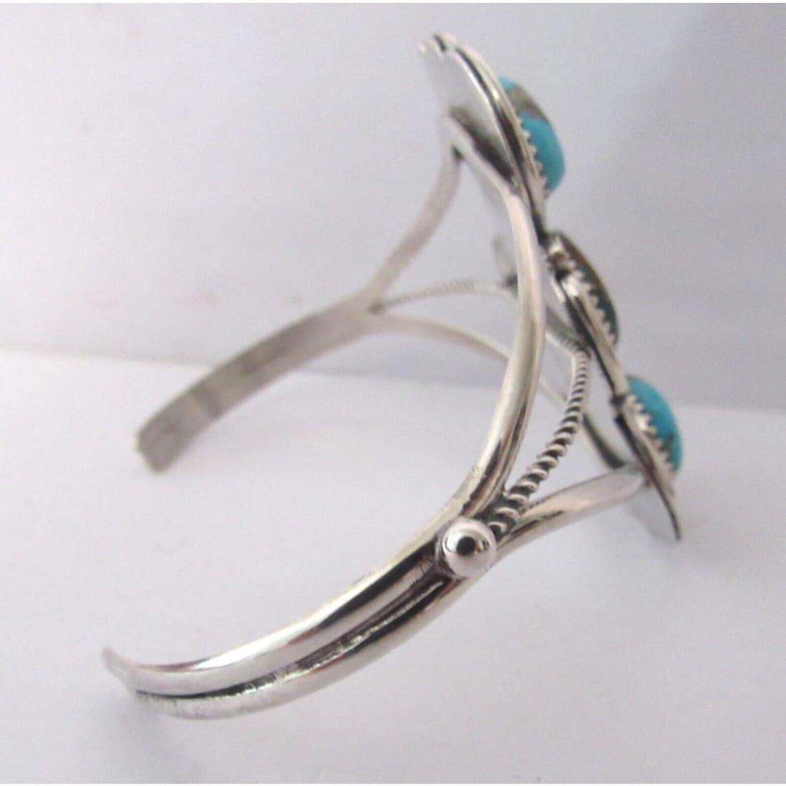 Navajo Kingman Turquoise Sterling Cuff Bracelet Signed