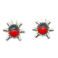 Navajo Lady Bug Inlay Post Earrings Coral Jet A. McCabe -