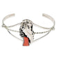 Navajo Mediterranean Coral Cuff Bracelet Sterling Silver