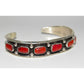 Navajo Mediterranean Coral Stacker Cuff Bracelet Sterling