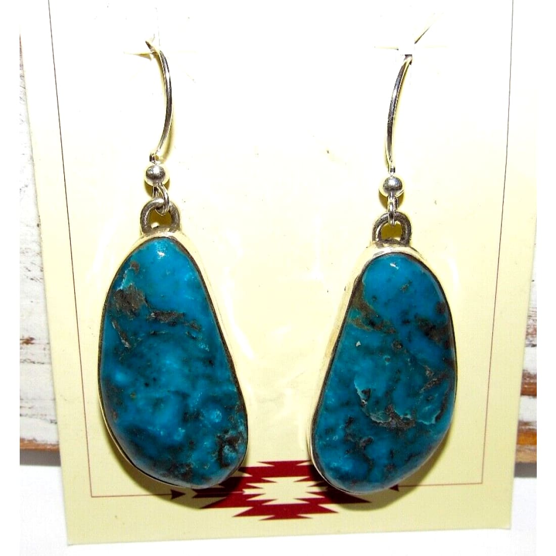 Navajo Morenci Turquoise Dangle Earrings Sterling Adam