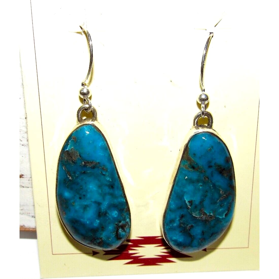 Navajo Morenci Turquoise Dangle Earrings Sterling Adam