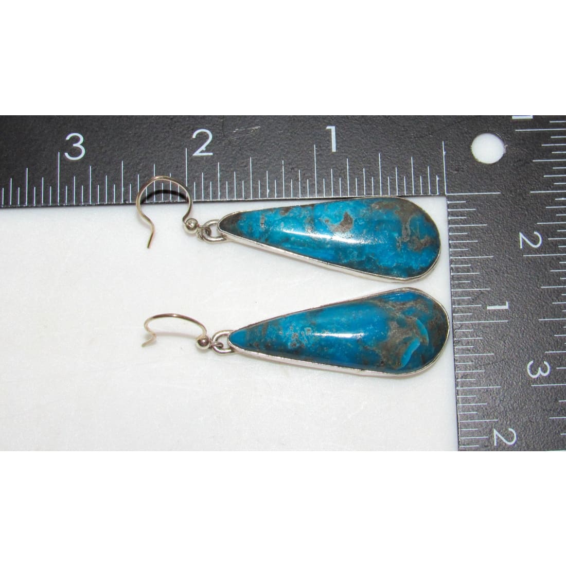 Navajo Morenci Turquoise Dangle Earrings Sterling Adam