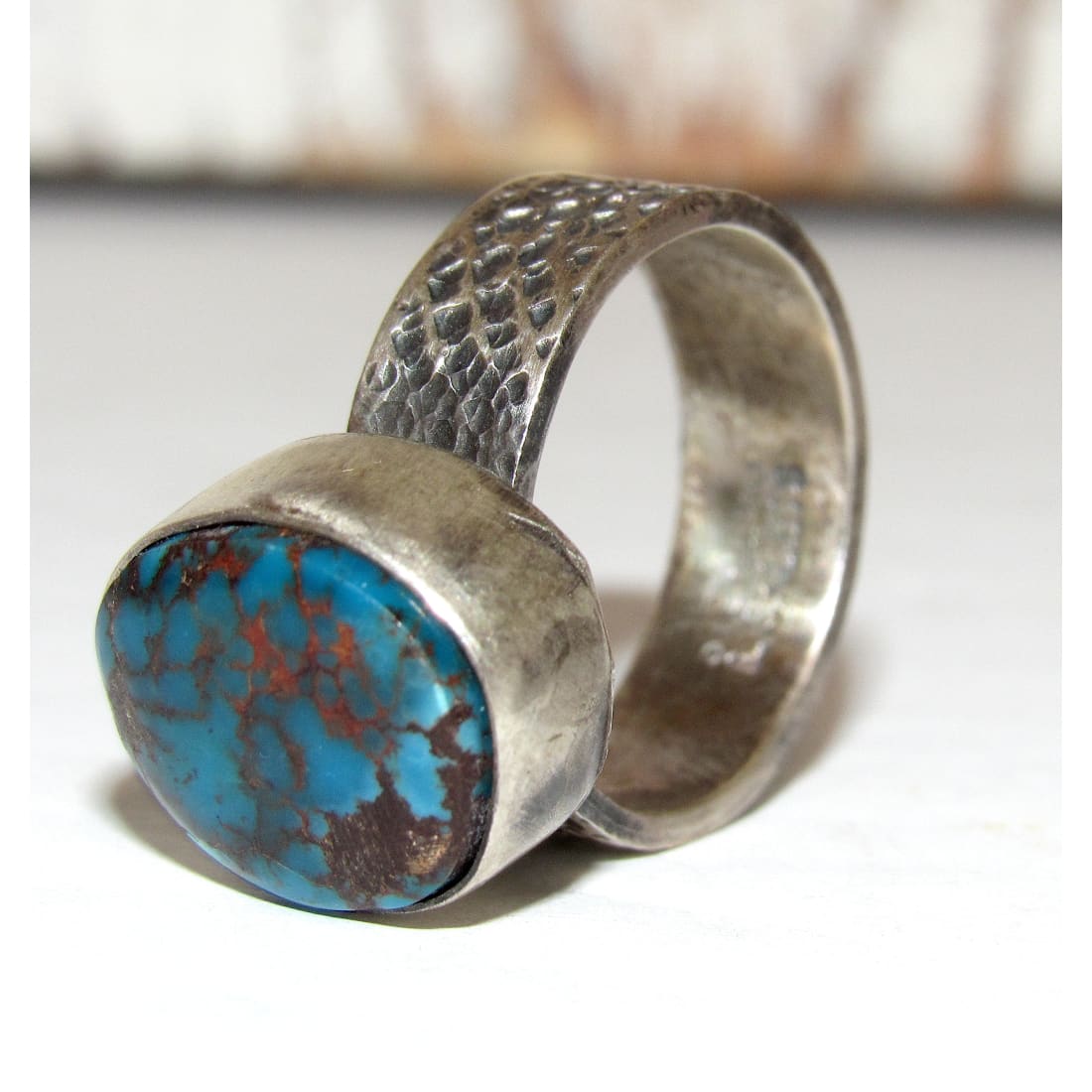 Navajo Morenci Turquoise Ring Sz 6 Sterling Silver Eli