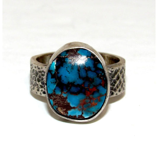 Navajo Morenci Turquoise Ring Sz 6 Sterling Silver Eli