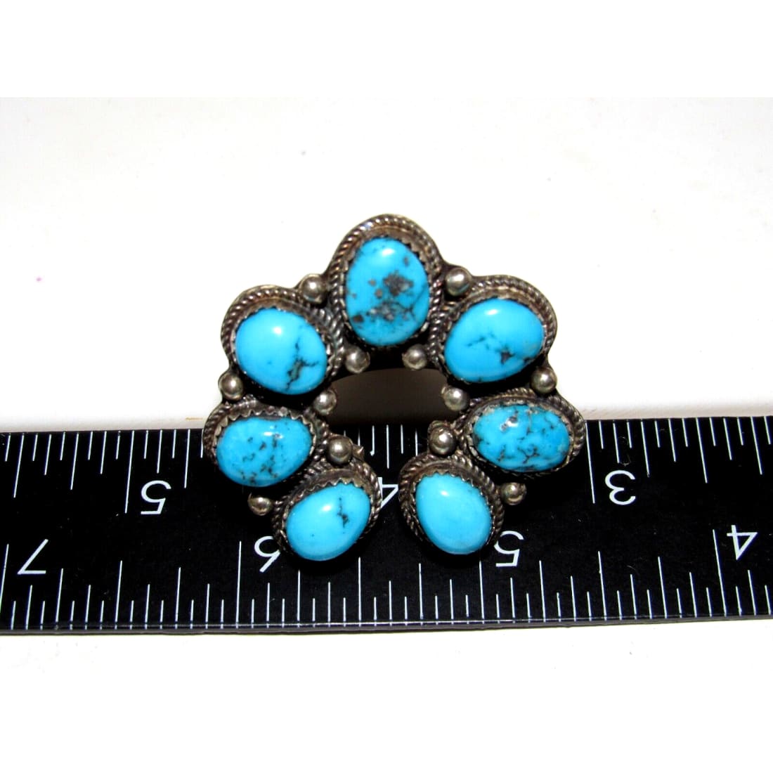 Navajo Naja Ring Size 7.5 Kingman Turquoise Statement Ring