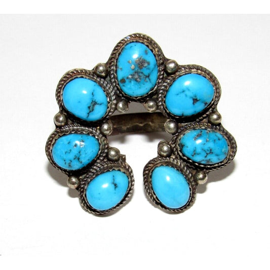 Navajo Naja Ring Size 7.5 Kingman Turquoise Statement Ring