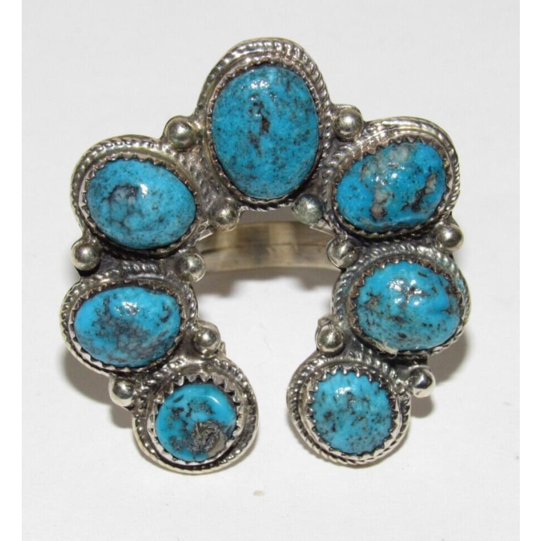Navajo Naja Ring Size 7 Kingman Turquoise Statement Ring