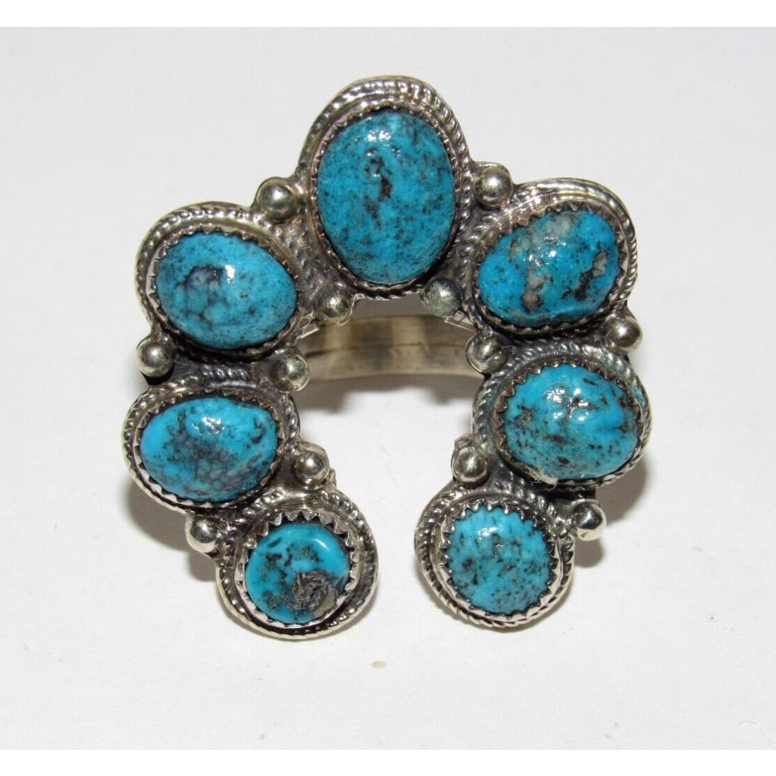 Navajo Naja Ring Size 7 Kingman Turquoise Statement Ring